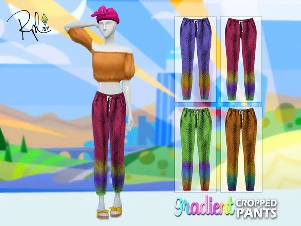 Maxis Match F Gradient Cropped Pants - The Sims 4 Custom Content