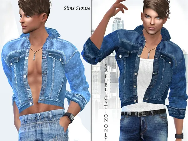 Alpha Denim Men's Jacket - The Sims 4 Custom Content