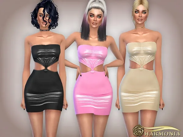 Maxis Match Vinyl Knot Detail Cut Out Bodycon Dress - The Sims 4 Custom Content