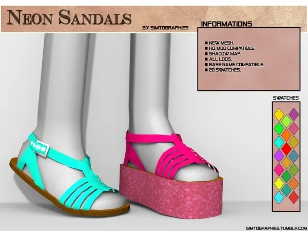 Alpha Neon Sandals - The Sims 4 Custom Content
