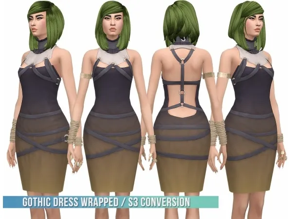 Maxis Match bustedpixels Gothic Dress Wrapped S3 Conversion - The Sims 4 Custom Content
