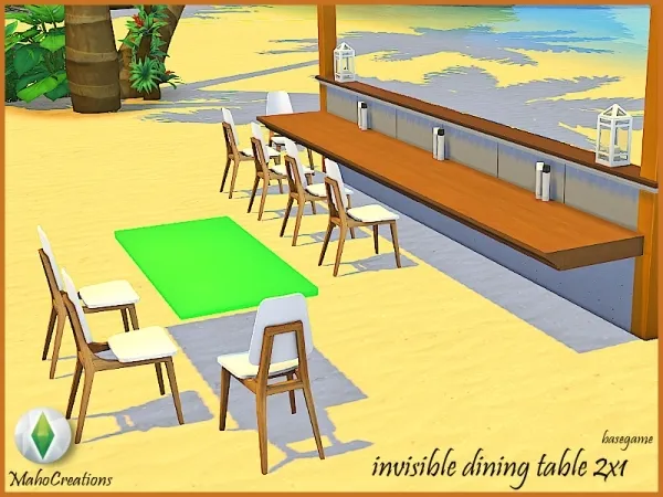 Maxis Match mahocreations Invisible Dining Table 2x1 - The Sims 4 Custom Content