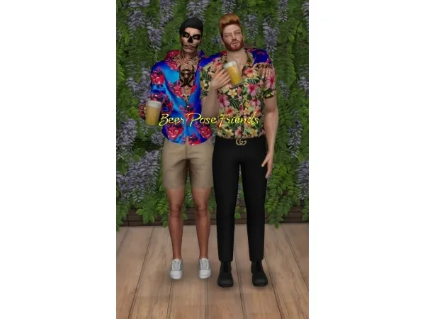 Alpha Beer Pose Friends by afrojackyeji - The Sims 4 Custom Content
