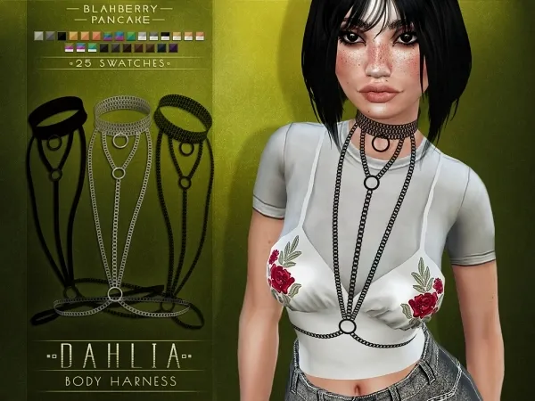 Alpha Blahberry Pancake Dahlia Body Harness - The Sims 4 Custom Content