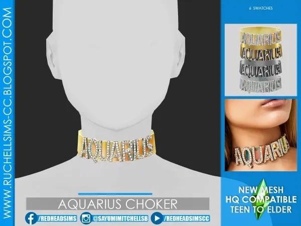 Alpha AQUARIUS CHOKER - The Sims 4 Custom Content
