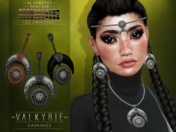 Alpha Blahberry Pancake Valkyrie Earrings by blahberry-pancake - The Sims 4 Custom Content