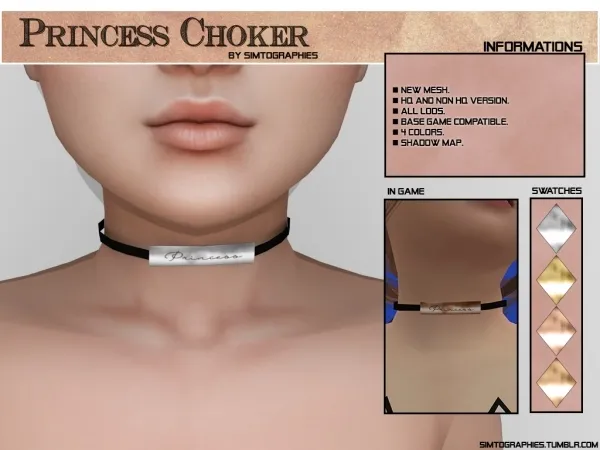 Alpha Princess Choker - The Sims 4 Custom Content