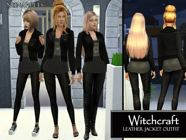 Alpha Witchcraft Occult Leather Outfit - The Sims 4 Custom Content