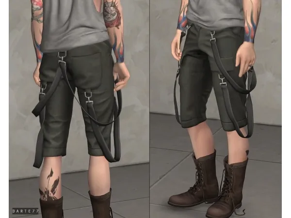 Mix darte77 Strap Cargo Shorts by simsfinds - The Sims 4 Custom Content