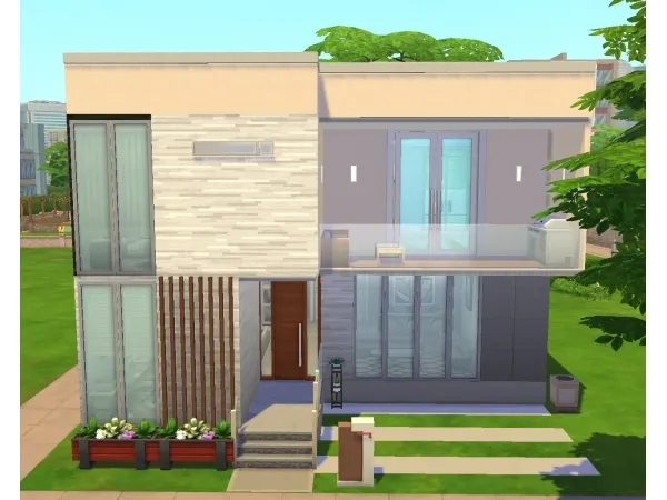 Alpha NO Modern House 2be 3ba by dustyU - The Sims 4 Custom Content