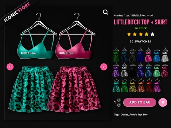 Alpha iconic littlebitch top skirt by iconic - The Sims 4 Custom Content