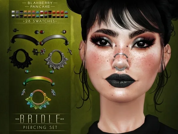 Alpha Blahberry Pancake Bridle Piercing Set - The Sims 4 Custom Content