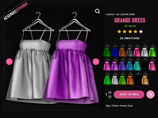 Alpha iconic grande (dress) by iconic - The Sims 4 Custom Content