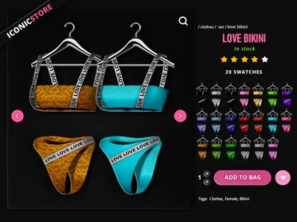 Alpha iconic love bikini - The Sims 4 Custom Content