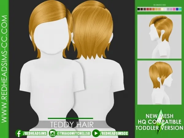 Maxis Match TEDDY HAIR by redheadsims - The Sims 4 Custom Content