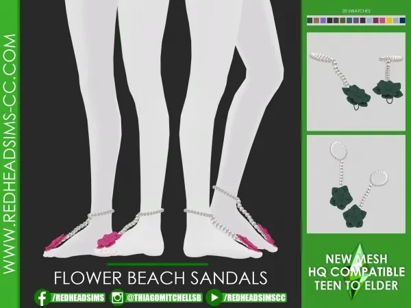 Maxis Match FLOWE BEACH SANDALS ADULT - The Sims 4 Custom Content