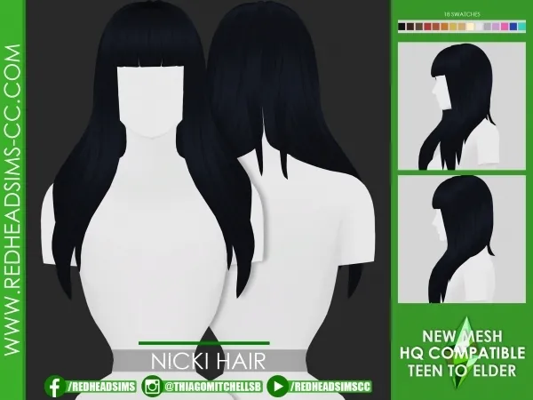 Maxis Match NICKI HAIR - The Sims 4 Custom Content