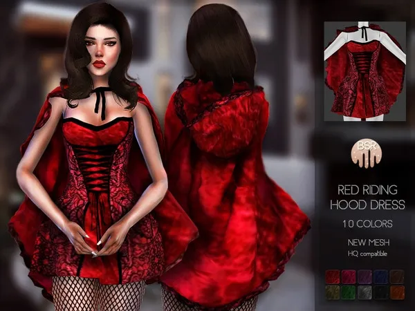 Alpha Red Riding Hood Dress BD110 - The Sims 4 Custom Content
