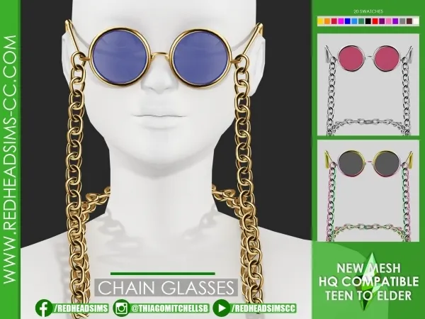 Maxis Match CHAIN GLASSES - The Sims 4 Custom Content