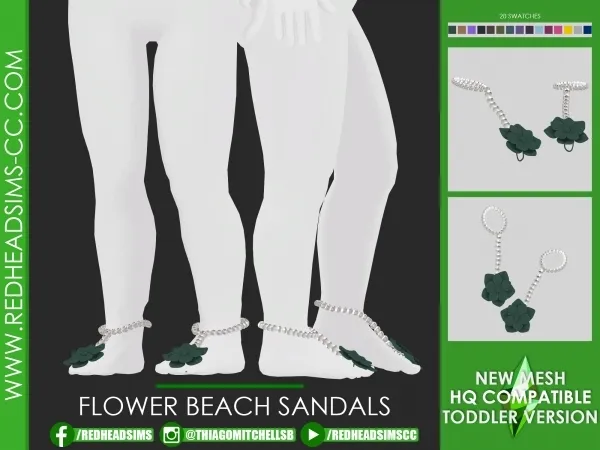 Alpha FLOWE BEACH SANDALS TODDLER by redheadsims - The Sims 4 Custom Content
