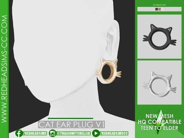 Maxis Match CAT EAR PLUG V1 - The Sims 4 Custom Content