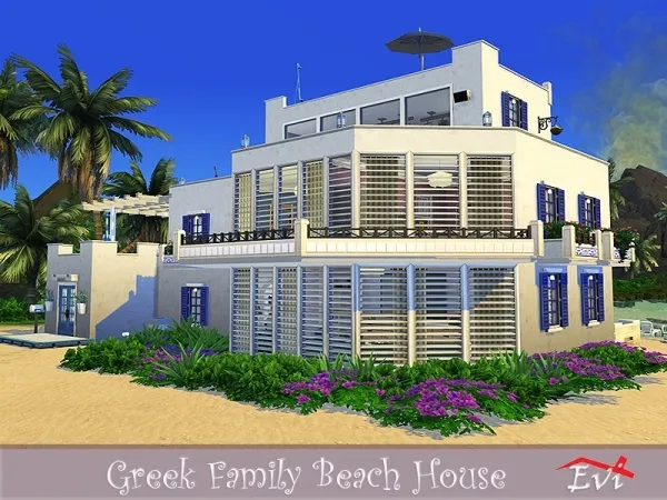 Alpha Greek Family Beach House by evi - The Sims 4 Custom Content