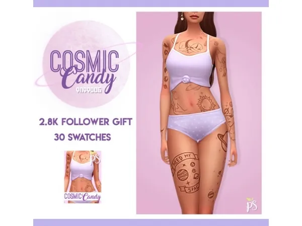 Mix peachiiesims Cosmic Candy Tattoos - The Sims 4 Custom Content