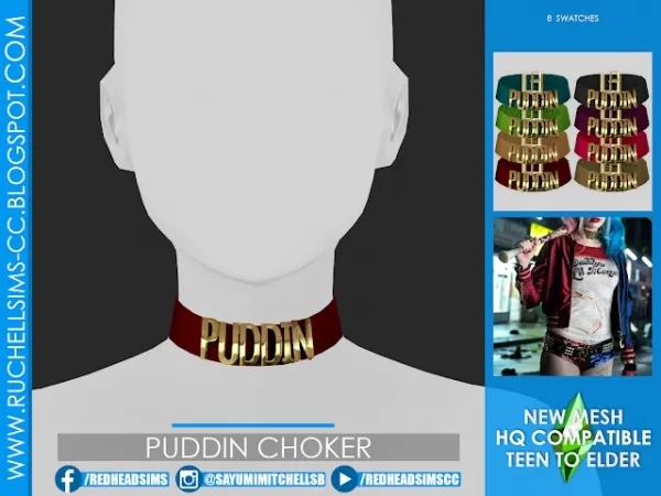 Alpha PUDDIN CHOKER by ruchellsims - The Sims 4 Custom Content