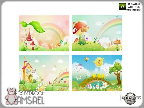 Amsael kids bedroom wallpaper - The Sims 4 Custom Content