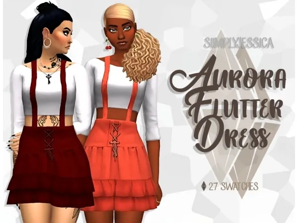 Maxis Match siimplyjessica Aurora Flutter Dress [White] - The Sims 4 Custom Content