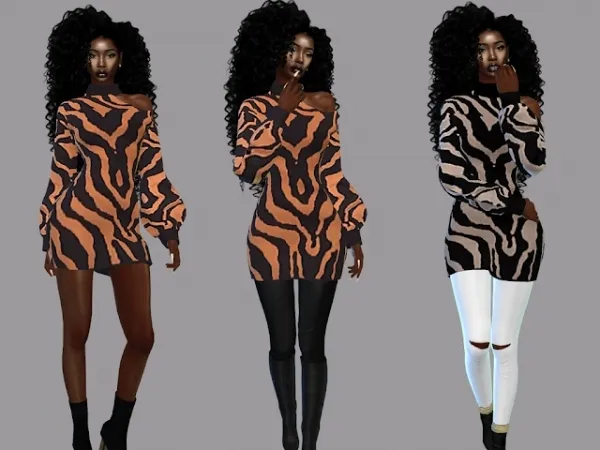 Alpha teenageeaglerunner2 Printed Dress - The Sims 4 Custom Content