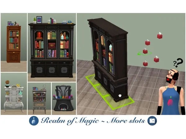 Maxis Match Morebigger slots for Realm of Magic furniture by Narcolepzzzy - The Sims 4 Custom Content