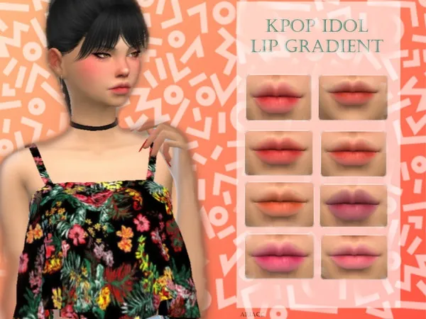 Alpha Kpop Idol Lip Gradient - The Sims 4 Custom Content