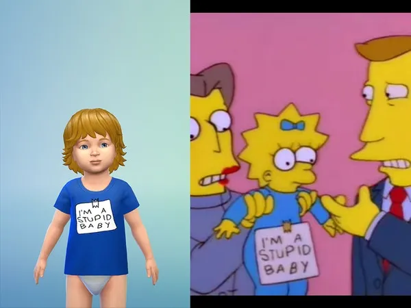 Alpha I'm A Stupid Baby Simpsons Shirt Toddlers - The Sims 4 Custom Content