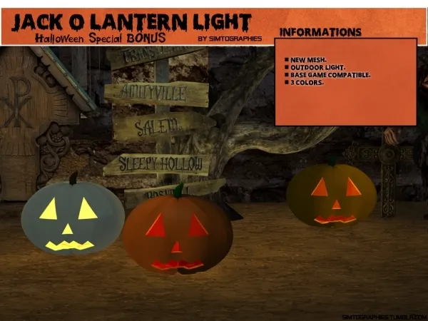 Alpha Jack O Lantern Light Halloween BONUS - The Sims 4 Custom Content