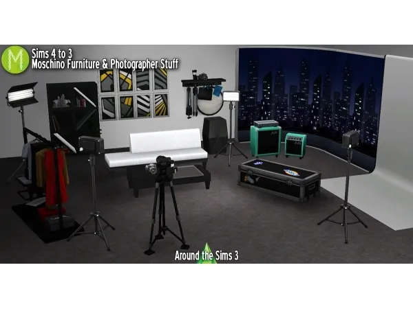 Around Sims 4 to 3 Moschino stuff furniture photographers stuff - The Sims 3 Custom Content
