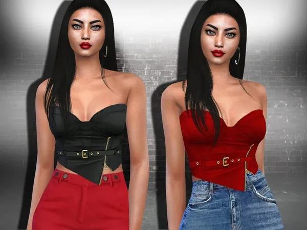 Maxis Match Female Strapless Belt Tops - The Sims 4 Custom Content
