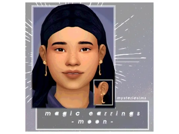 Maxis Match mystericsims Magic Earrings Moon Gem - The Sims 4 Custom Content
