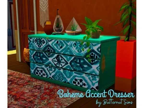 Maxis Match BOHEME ACCENT DRESSER by Butternut Sims - The Sims 4 Custom Content