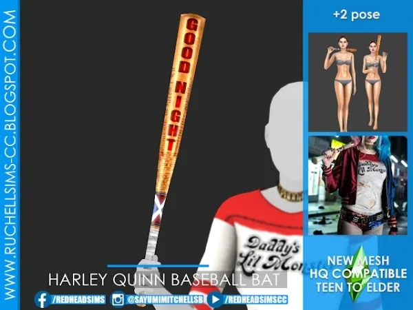 Alpha Harley Quinn Baseball Bat Pose - The Sims 4 Custom Content