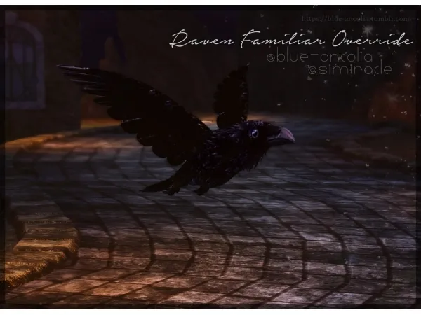 Alpha blue ancolia ROM Raven Familiar - The Sims 4 Custom Content