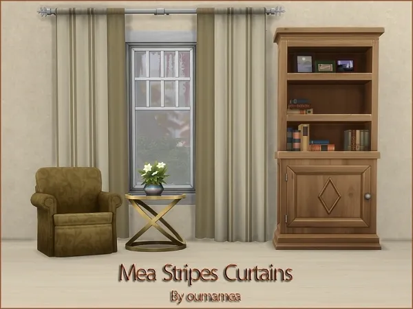Maxis Match Mea Stripes Curtain by oumamea - The Sims 4 Custom Content