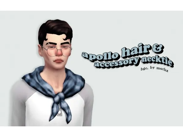 Maxis Match mothz apollo hair necktie - The Sims 4 Custom Content