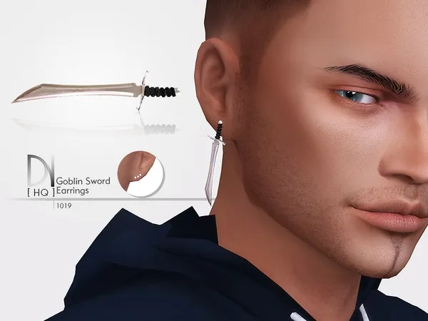 Alpha Goblin Sword Earrings - The Sims 4 Custom Content