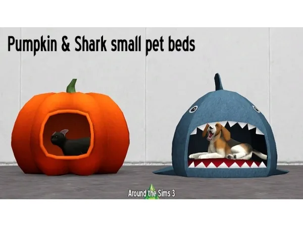 Around Pumpkin Shark cat small dog beds - The Sims 3 Custom Content