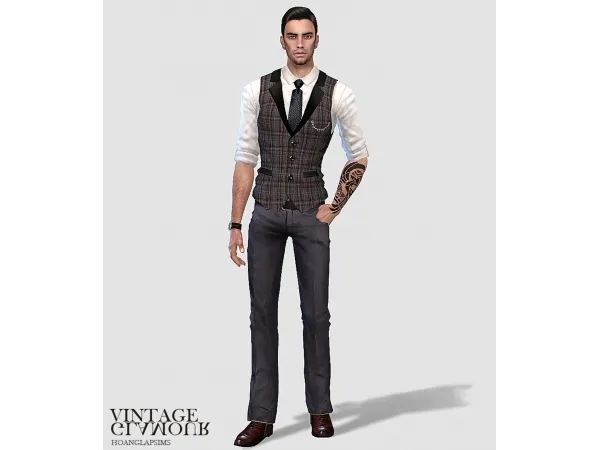 Alpha Vintage gentlemen set by HoangLapSims - The Sims 4 Custom Content