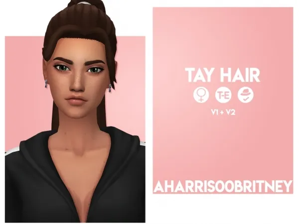 Maxis Match Tay Hairs by Bun Ponytail - The Sims 4 Custom Content