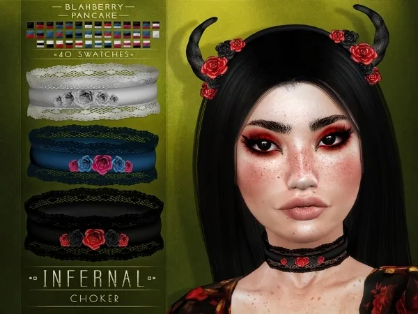 Maxis Match Blahberry Pancake Infernal Choker - The Sims 4 Custom Content