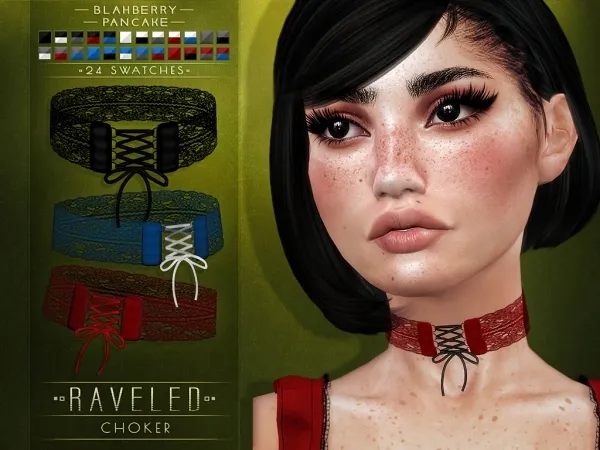 Maxis Match Blahberry Pancake Raveled Choker - The Sims 4 Custom Content