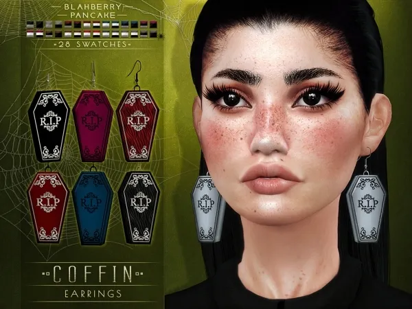 Maxis Match Blahberry Pancake Coffin Earrings - The Sims 4 Custom Content
